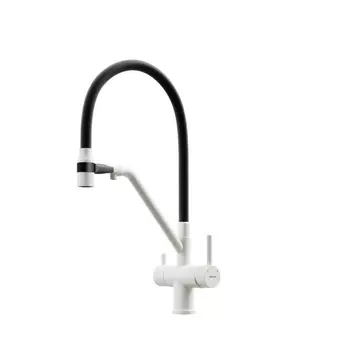 Смеситель Sancos Dora SC4003GR для кухонной мойки, с гибким изливом, белый гранит