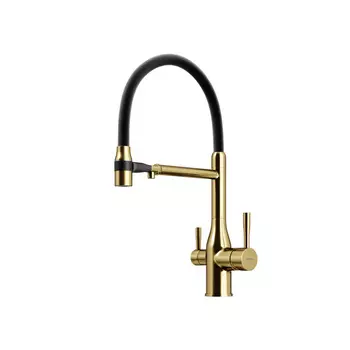 Смеситель Sancos Garda SC4009BG для кухонной мойки, с гибким изливом, брашированное золото