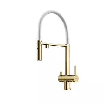 Смеситель Sancos Imola SC4010BG для кухонной мойки, с гибким изливом, брашированное золото