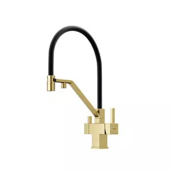 Смеситель Sancos Loro SC4007BG для кухонной мойки, с гибким изливом, брашированное золото