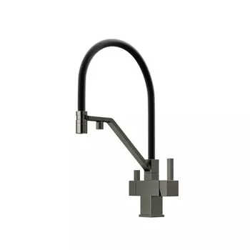 Смеситель Sancos Loro SC4007GG для кухонной мойки, с гибким изливом, вороненая сталь
