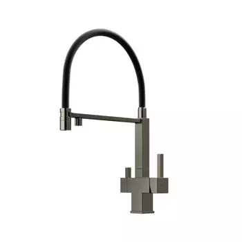 Смеситель Sancos Moro SC4006GG для кухонной мойки, с гибким изливом, вороненая сталь