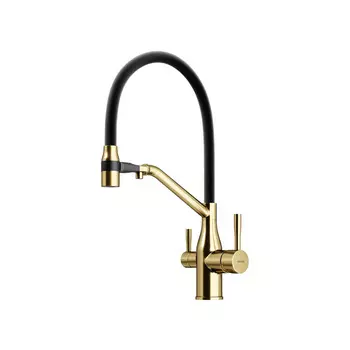 Смеситель Sancos Orta SC4008BG для кухонной мойки, с гибким изливом, брашированное золото