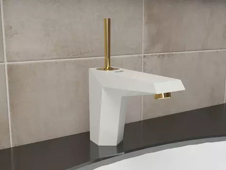 Смеситель Shouder Tiffany 0210216 для раковины слоновая кость отделка золото