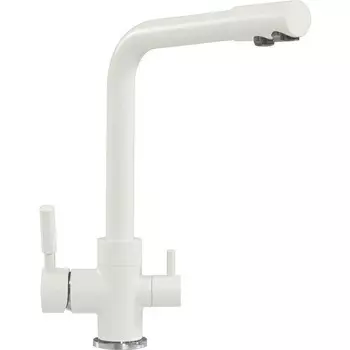 Смеситель Tolero Дуо 627642 для кухонной мойки, белый