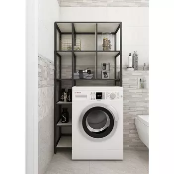 Стеллаж Sanflor Лофт №1 86 северное дерево светлое, черный муар, напольный