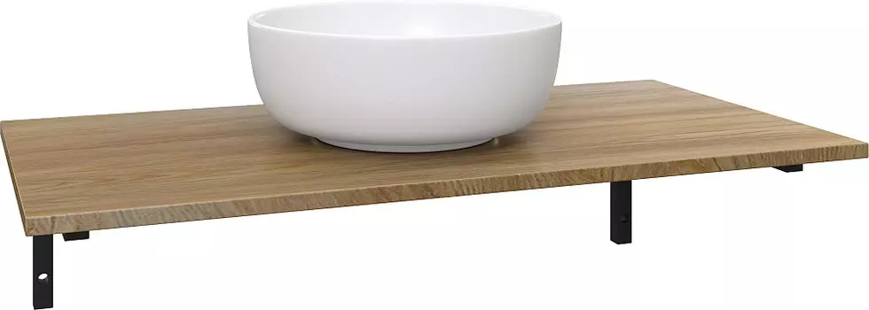 Столешница с раковиной DIWO Элиста 100 подвесная, черный муар/светлое дерево (раковина Moduo 40 RING)