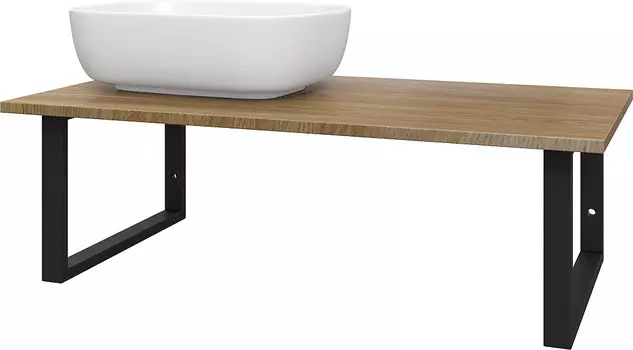 Столешница с раковиной DIWO Элиста 100 подвесная, черный муар/светлое дерево (раковина Moduo 50 Square)