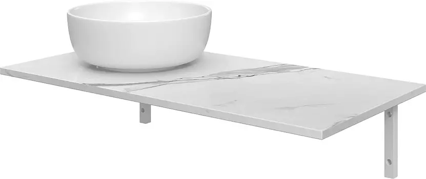 Столешница с раковиной DIWO Элиста 100 подвесная, белый муар/белый мрамор (раковина Moduo 40 RING)