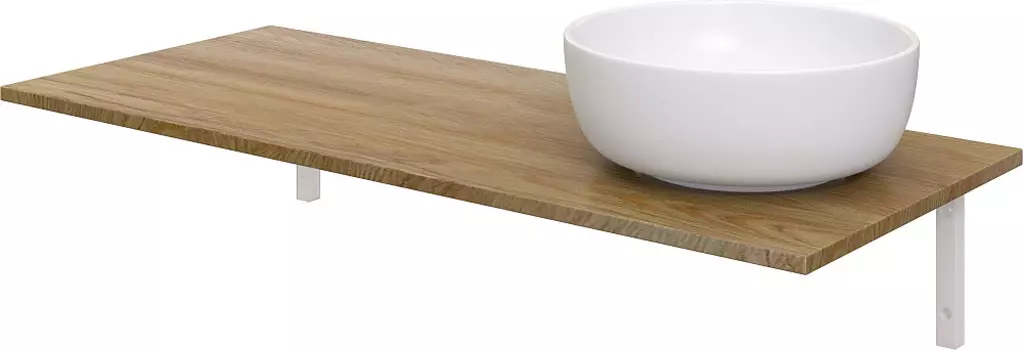 Столешница с раковиной DIWO Элиста 120 подвесная, белый муар/светлое дерево (раковина Moduo 40 RING)