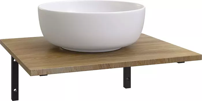 Столешница с раковиной DIWO Элиста 60 подвесная, черный муар/светлое дерево (раковина Moduo 40 RING)