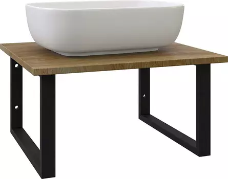 Столешница с раковиной DIWO Элиста 60 подвесная, черный муар/светлое дерево (раковина Moduo 50 Square)