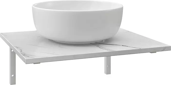 Столешница с раковиной DIWO Элиста 60 подвесная, белый муар/белый мрамор (раковина Moduo 40 RING)