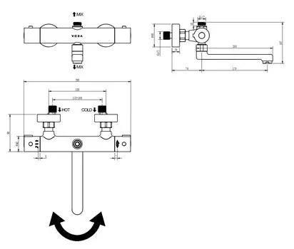 Термостат для ванны с душем VODA T1020 хром