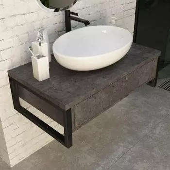 Тумба с раковиной 1MarKa Grunge Loft 100 бетон темно-серый