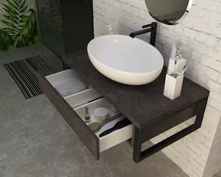 Тумба с раковиной 1Marka GRUNGE LOFT 70П 1в.я Бетон темно-серый (1MarKa Roll 53)
