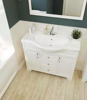 Тумба с раковиной 1MarKa Прованс New 80Н 2в.я. 2д. белый глянец