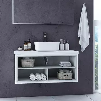 Тумба с раковиной Акватон Брук 100 открытая, дуб латте