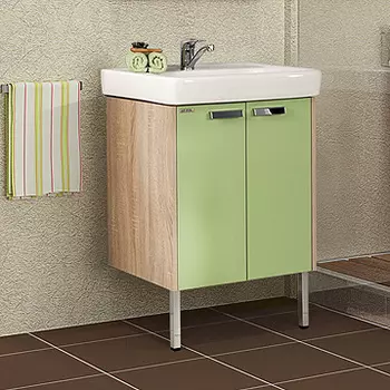 Тумба с раковиной Акватон Йорк 60 салатовый/дуб сонома