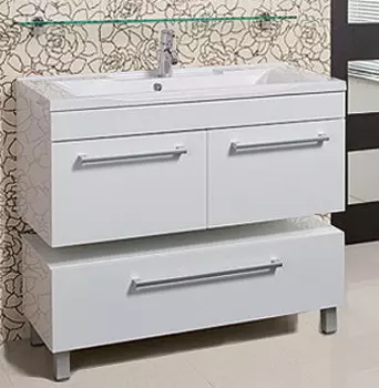 Тумба с раковиной Акватон Мадрид 100 белая с 2 ящиками