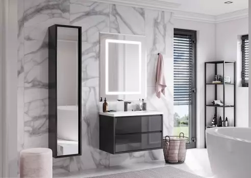 Тумба с раковиной Акватон Римини New 80 черный глянец