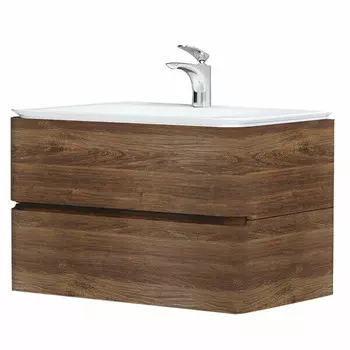 Тумба с раковиной Am.Pm Sensation 80 подвесная, 2 ящика, орех