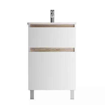 Тумба с раковиной Am.Pm X-Joy 55 напольная, 2 ящика, белый глянец