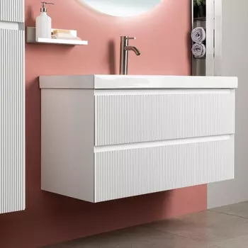 Тумба с раковиной Aquanet Альтера 80 подвесная, белая матовая