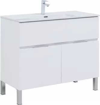 Тумба с раковиной Aquanet Алвита New 100 1 ящик, 2 дверцы, белая матовая