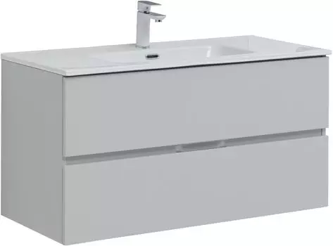 Тумба с раковиной Aquanet Алвита New 100 2 ящика, серая