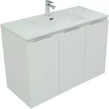 Тумба с раковиной Aquanet Алвита New 100 3 дверцы, белая матовая