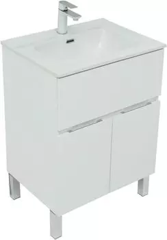 Тумба с раковиной Aquanet Алвита New 60 1 ящик, 2 дверцы, белая матовая