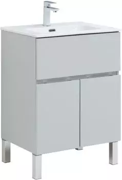 Тумба с раковиной Aquanet Алвита New 60 1 ящик, 2 дверцы, серая