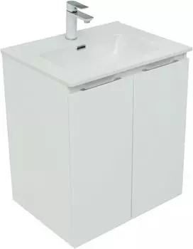 Тумба с раковиной Aquanet Алвита New 60 2 дверцы, белая матовая