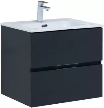 Тумба с раковиной Aquanet Алвита New 60 2 ящика, антрацит