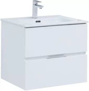 Тумба с раковиной Aquanet Алвита New 60 2 ящика, белая матовая