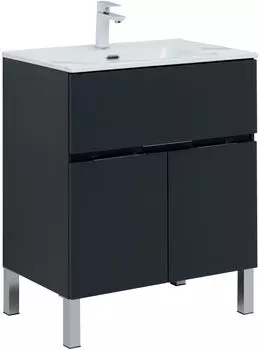 Тумба с раковиной Aquanet Алвита New 70 1 ящик, 2 дверцы, антрацит