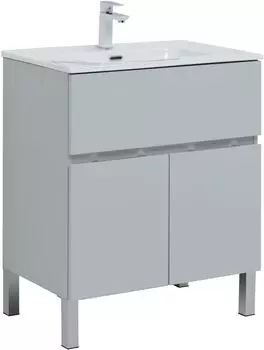 Тумба с раковиной Aquanet Алвита New 70 1 ящик, 2 дверцы, серая