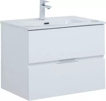 Тумба с раковиной Aquanet Алвита New 70 2 ящика, белая матовая