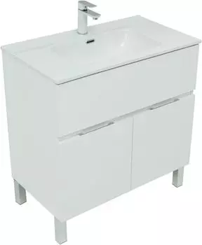 Тумба с раковиной Aquanet Алвита New 80 1 ящик, 2 дверцы, белая матовая