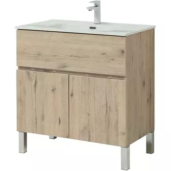 Тумба с раковиной Aquanet Алвита New 80 1 ящик, 2 дверцы, дуб веллингтон
