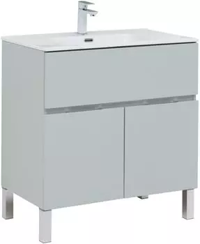 Тумба с раковиной Aquanet Алвита New 80 1 ящик, 2 дверцы, серая