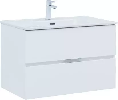 Тумба с раковиной Aquanet Алвита New 80 2 ящика, белая матовая