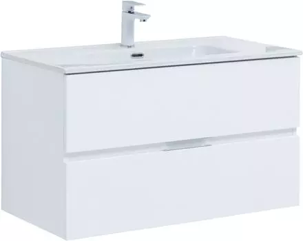 Тумба с раковиной Aquanet Алвита New 90 2 ящика, белая матовая