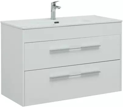 Тумба с раковиной Aquanet Августа 100 белый (ручка хром)