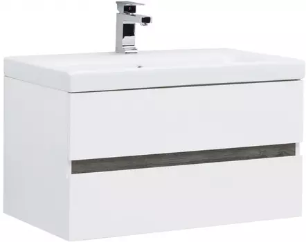 Тумба с раковиной Aquanet Беркли 80 белый/дуб рошелье (2 ящика)