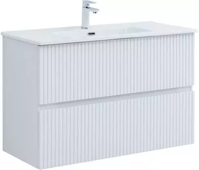 Тумба с раковиной Aquanet Джейн 100 подвесная, белая матовая