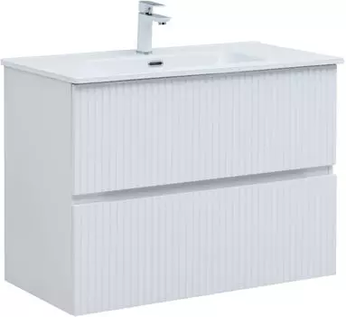 Тумба с раковиной Aquanet Джейн 90 подвесная, белая матовая