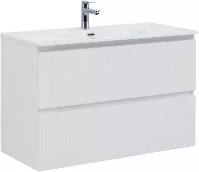 Тумба с раковиной Aquanet Джейн (Flat) 100 подвесная, белая матовая