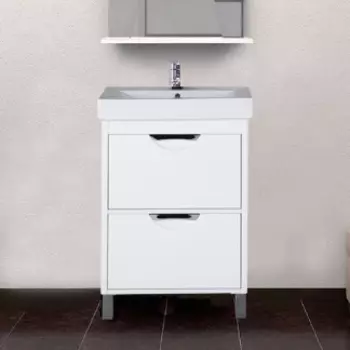 Тумба с раковиной Aquanet Гретта 60 2 ящика белая